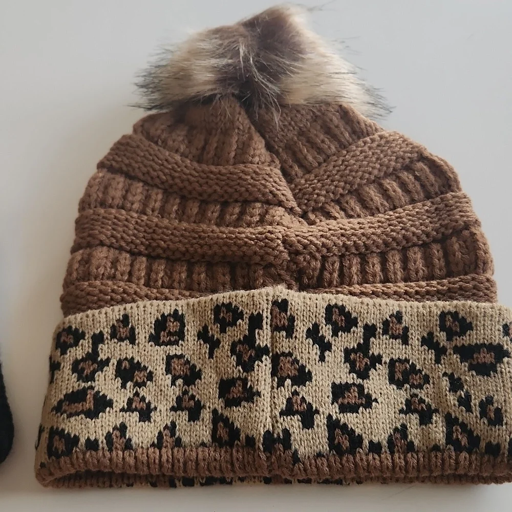 New! Leopard Print Fur Ball Cap - BTQ